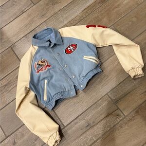 NFL 49ers Denim Bomber Jacket size XS women’s